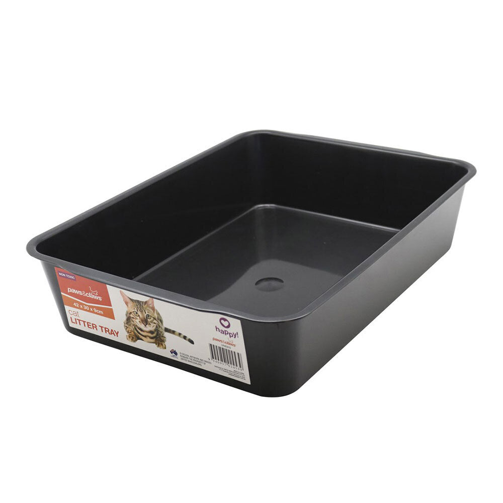 Paws and Claws Portable Cat/Kitten 41.5cm Durable/Non Toxic Litter Tray Black (3 Pack) — image 2