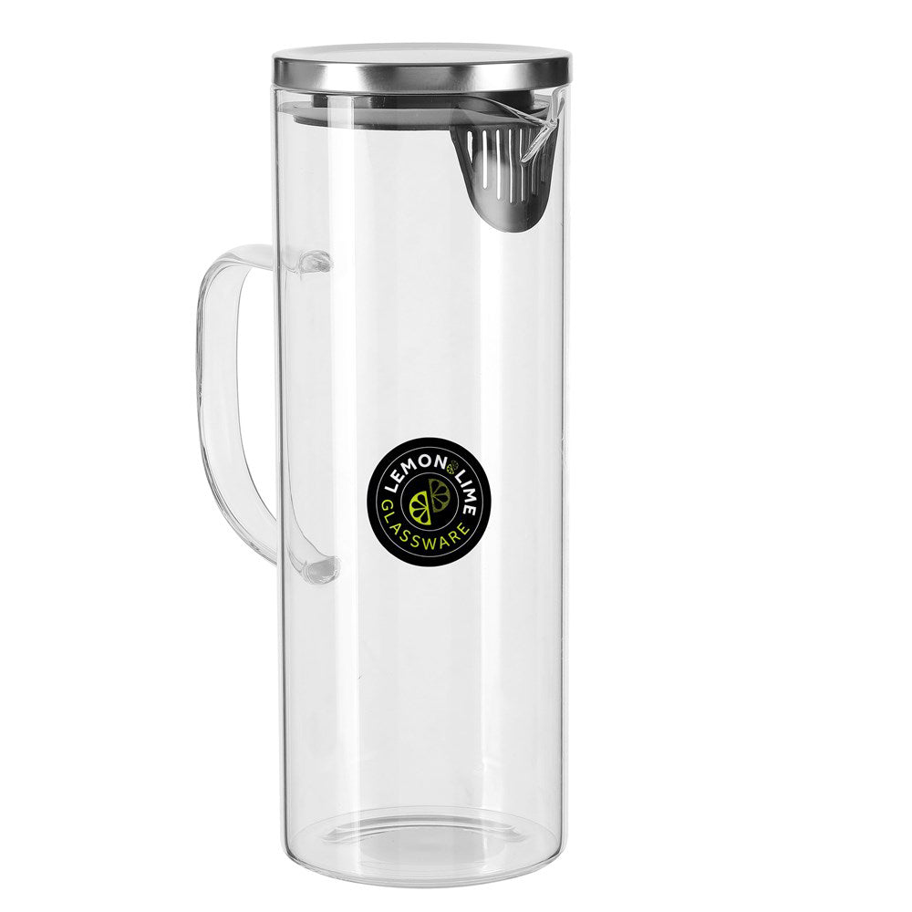 Lemon and Lime 1.8L 28cm Glass Cold/Drinks/Juice/Water Fridge Jug/Pitcher w/Lid (2 Pack) — image 2