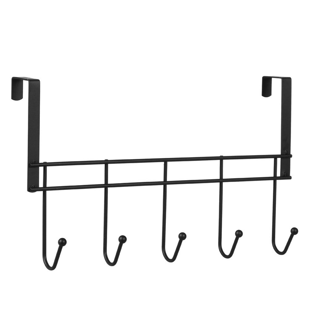 Boxsweden 38cm Wire Over Door 5-Hooks Hanger/Organiser/Holder/Storage Black (2 Pack) — image 2