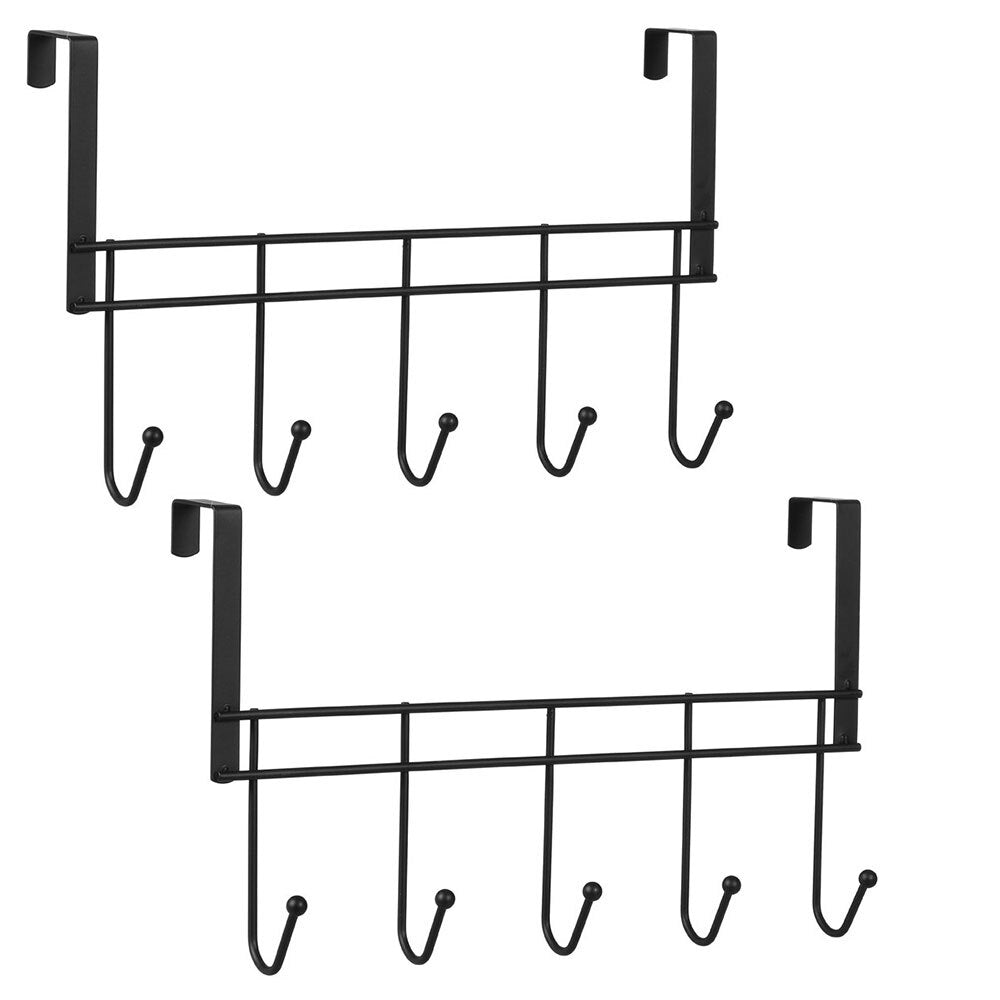 Boxsweden 38cm Wire Over Door 5-Hooks Hanger/Organiser/Holder/Storage Black (2 Pack)