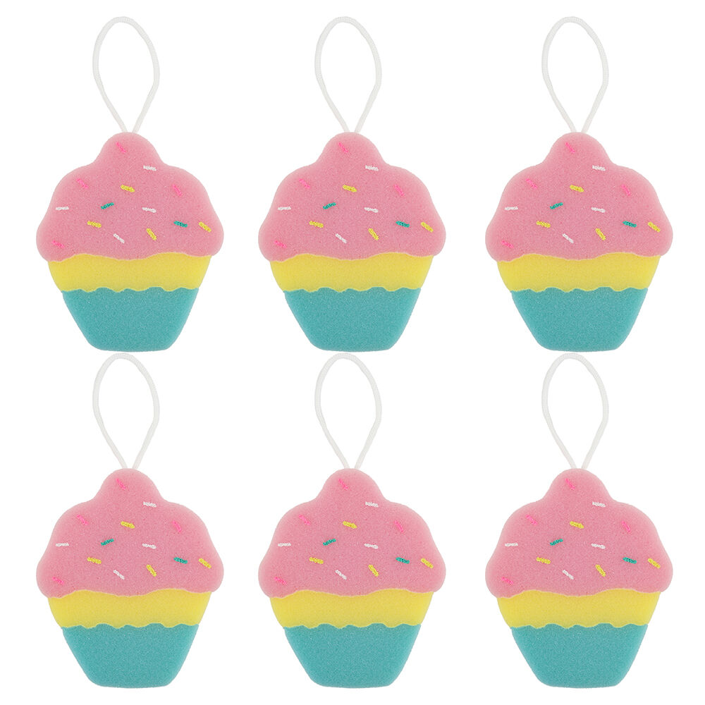 Miki Cupcake Bath Sponge For Fun Bathtime Foamy Lather Multicolour (6 Pack)