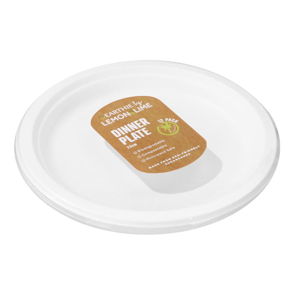 Lemon and Lime 23cm Eco/Compostable Sugarcane/Plant Based Dinner Plate White (120 Pieces) — image 3