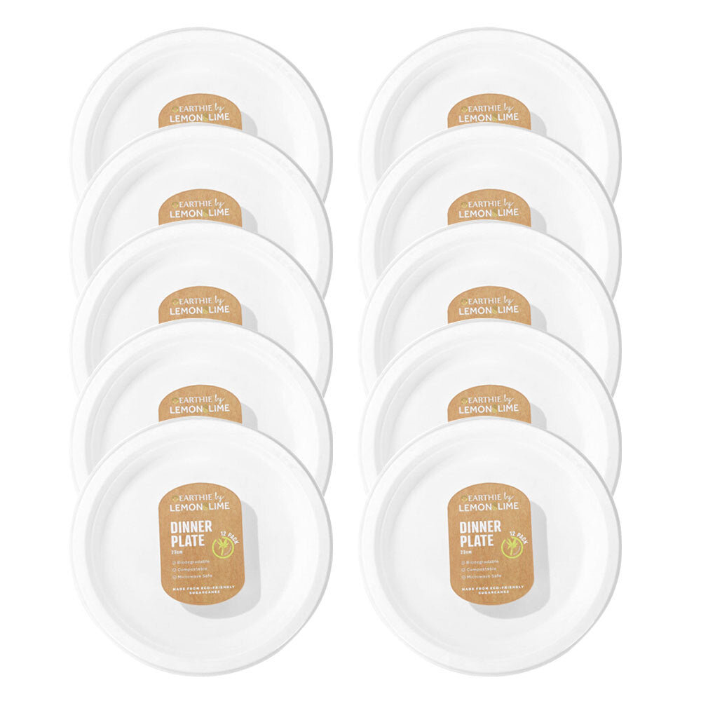 Lemon and Lime 23cm Eco/Compostable Sugarcane/Plant Based Dinner Plate White (120 Pieces)
