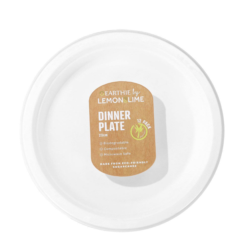 Lemon and Lime 23cm Eco/Compostable Sugarcane/Plant Based Dinner Plate White (120 Pieces) — image 2