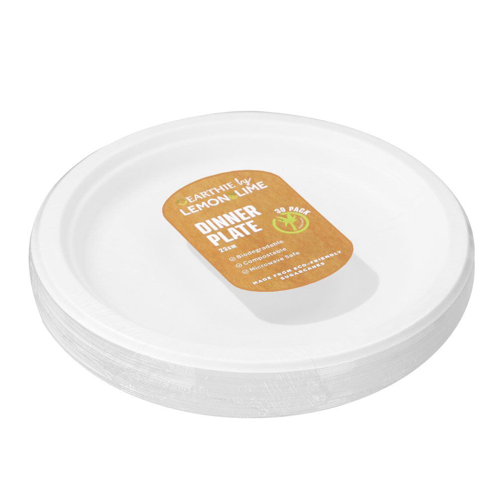 Lemon and Lime 30PK Lemon & Lime Sugarcane 23cm Dinner Plate - White (10 Pack) — image 3