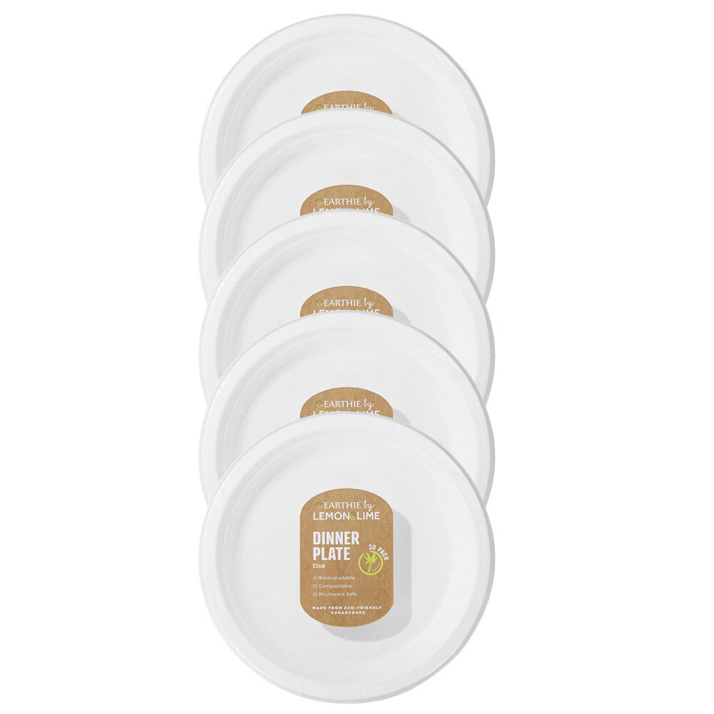 Lemon and Lime 23cm Eco/Compostable Sugarcane/Plant Based Dinner Plate White (150 Pieces)