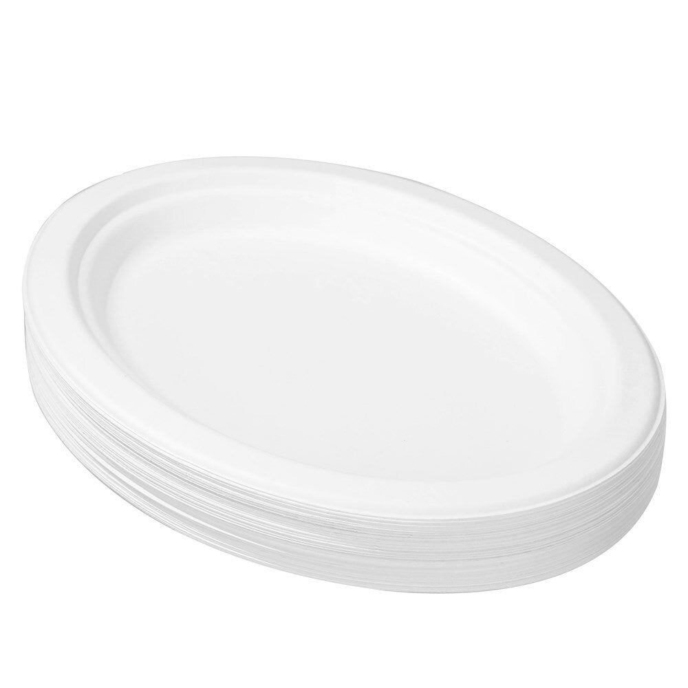 Lemon and Lime Eco/Biodegradable/Compostable Disposable 26cm Oval Plate White (90 Pieces) — image 4