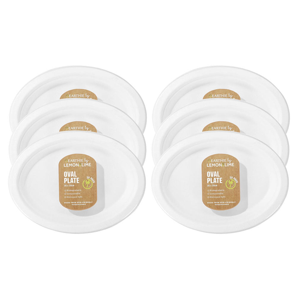Lemon and Lime 26cm Eco/Compostable Sugarcane/Plant Based Oval Plate White (180 Pieces)