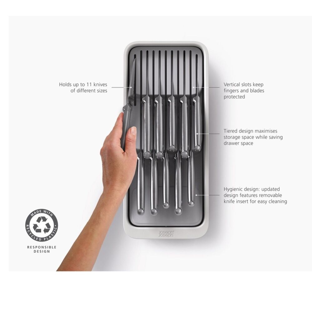 Joseph Joseph 2-Tier Compact Knife Organiser Kitchen Storage Light Stone (2 Pack) — image 7