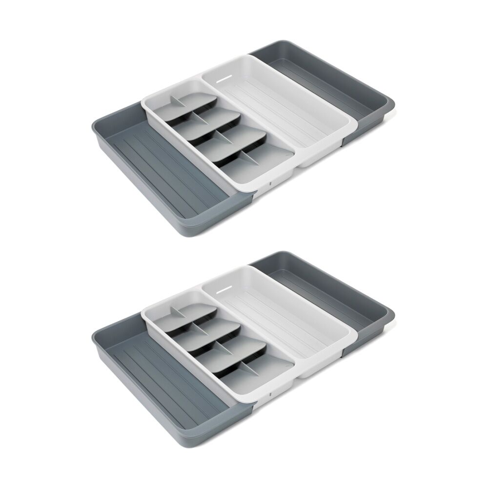 Joseph Joseph DrawerStore Expanding Tiered Tray Kitchen Storage Stone (2 Pack)