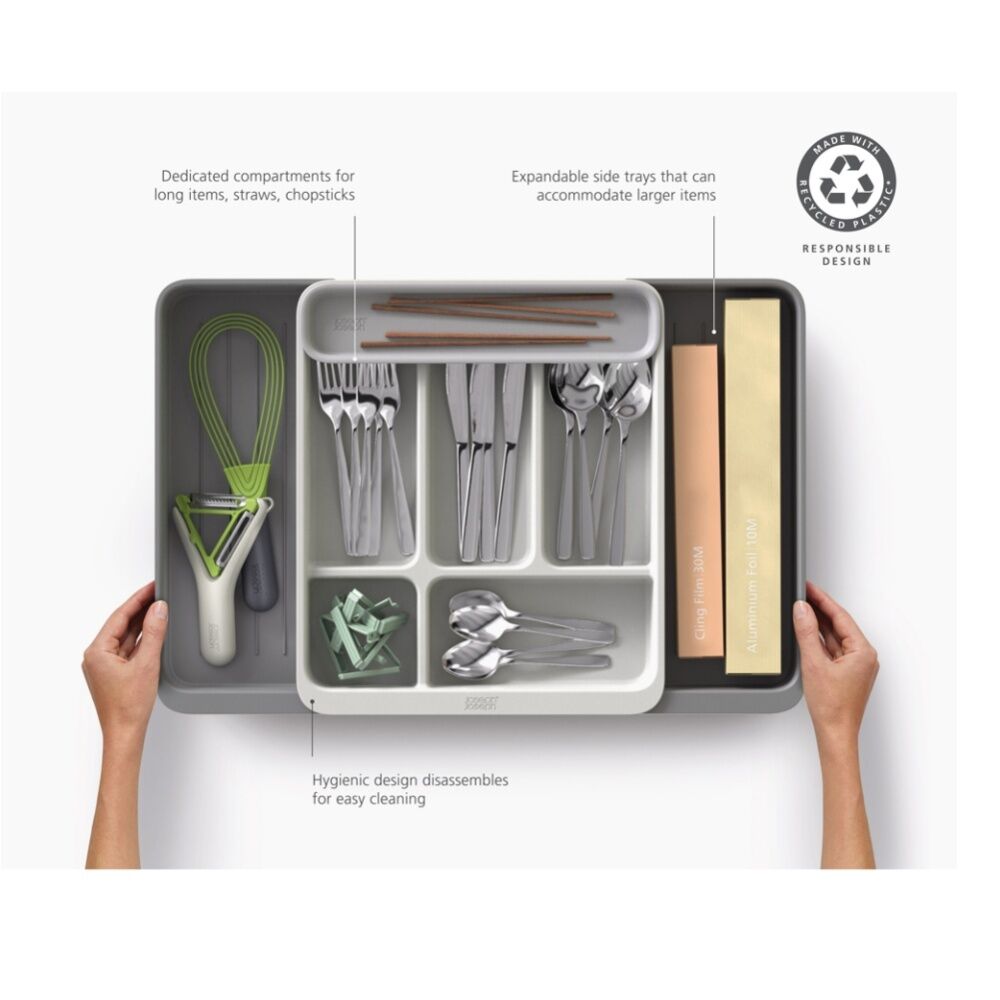 Joseph Joseph DrawerStore Expanding Cutlery Tray Kitchen Storage Organiser Stone — image 6