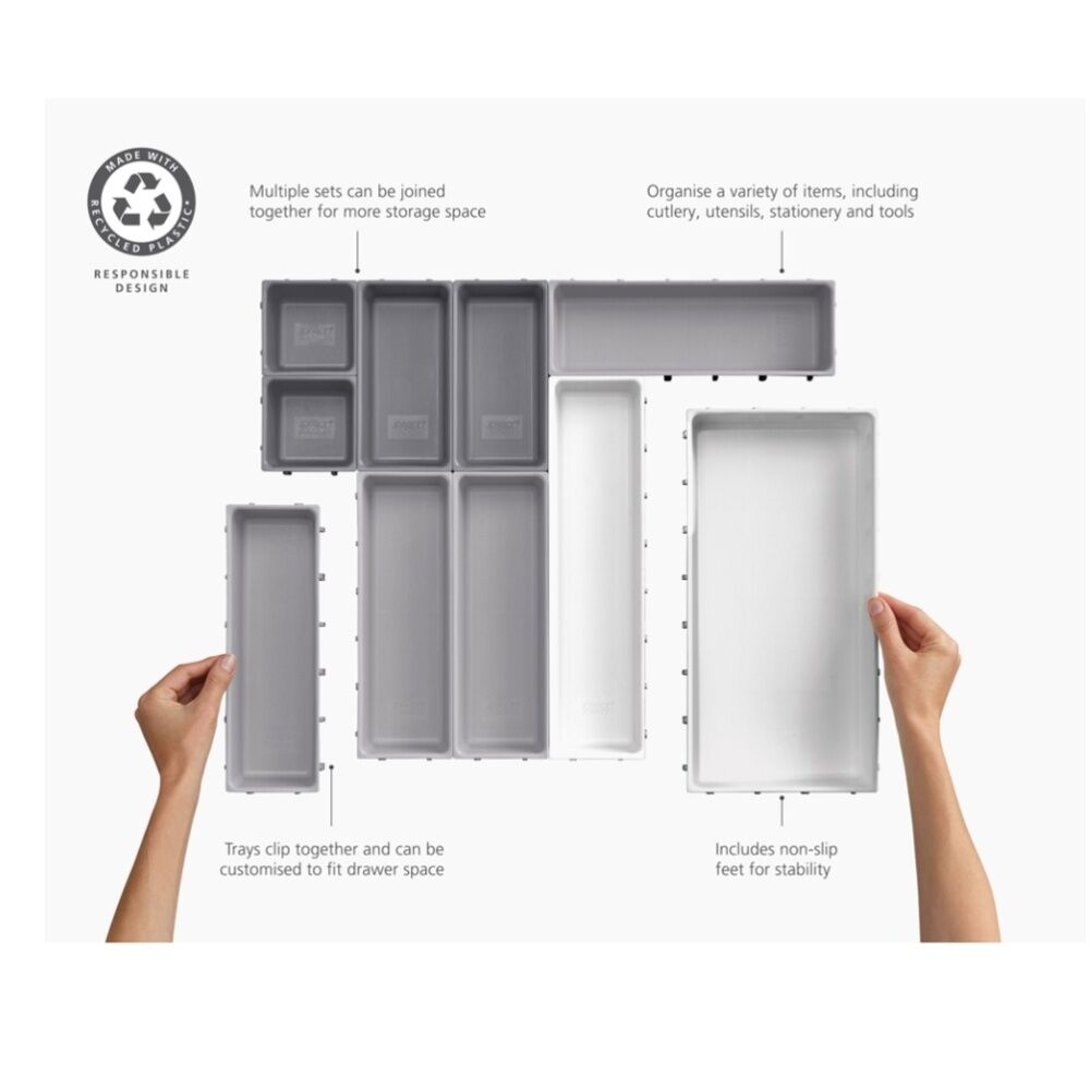 Joseph Joseph Blox Drawer Organiser Set Modular Storage Light Stone (10 Pieces) — image 6