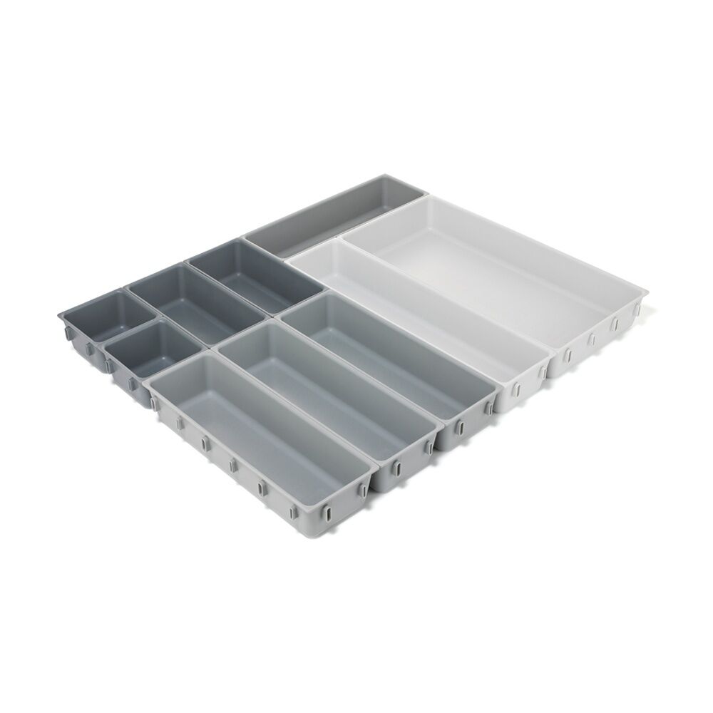 Joseph Joseph 2PK 10pc Blox Drawer Organiser Set Modular Storage with Non-Slip Light Stone — image 2