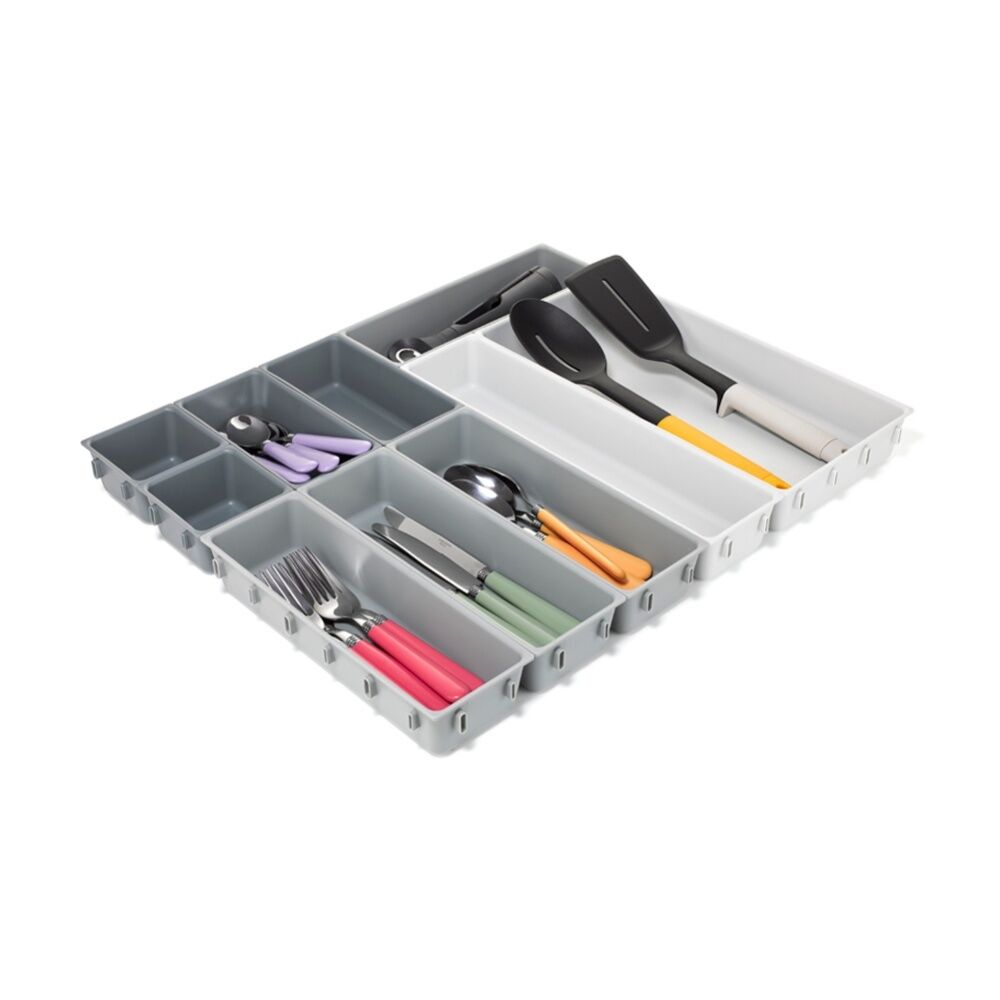 Joseph Joseph 2PK 10pc Blox Drawer Organiser Set Modular Storage with Non-Slip Light Stone — image 3