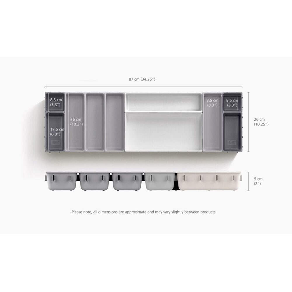 Joseph Joseph 2PK 10pc Blox Drawer Organiser Set Modular Storage with Non-Slip Light Stone — image 8