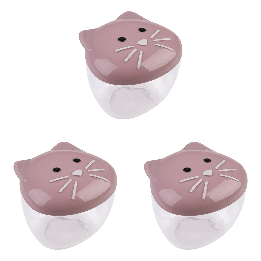 Melii Luxe 3D Animal Leak-Proof Snack Container Lunch Box 232ml Cat (3 Pack)