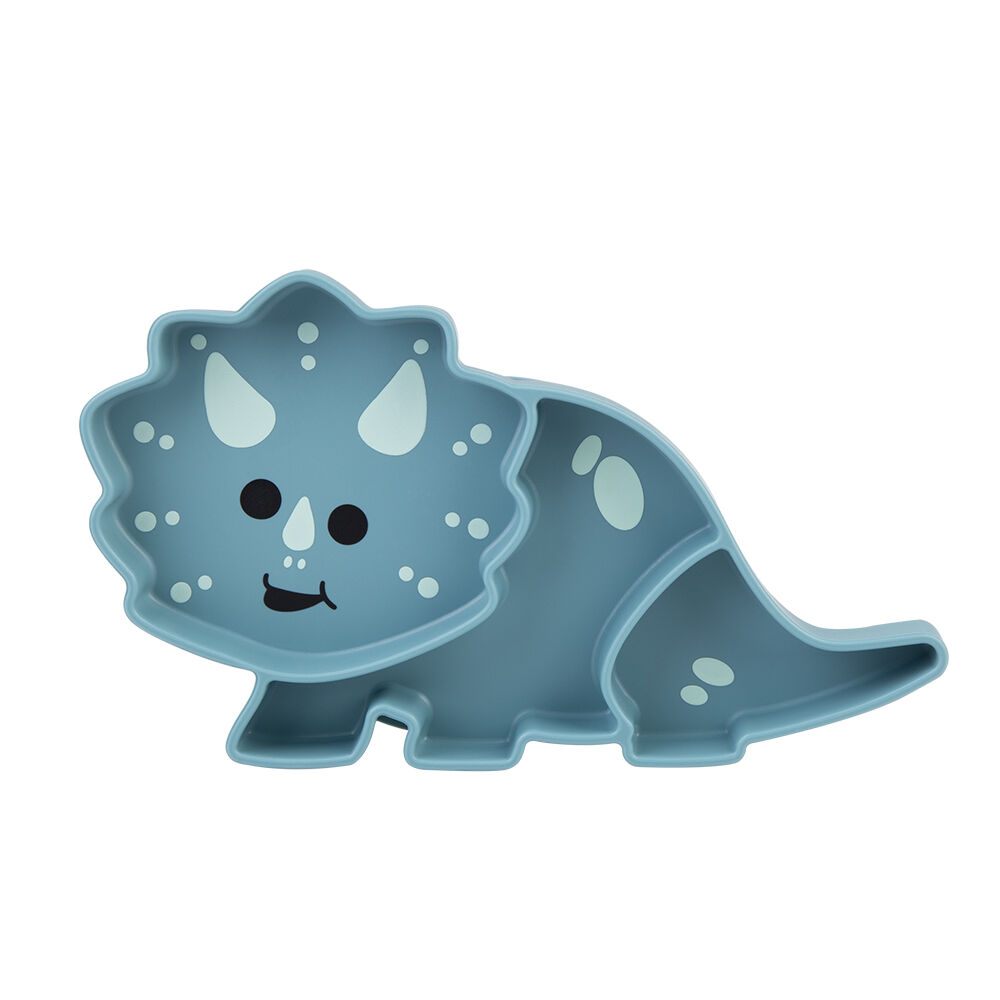 Melii Dinosaur Luxe Childrens Animal-Printed Round Silicone Suction Plate 6m+