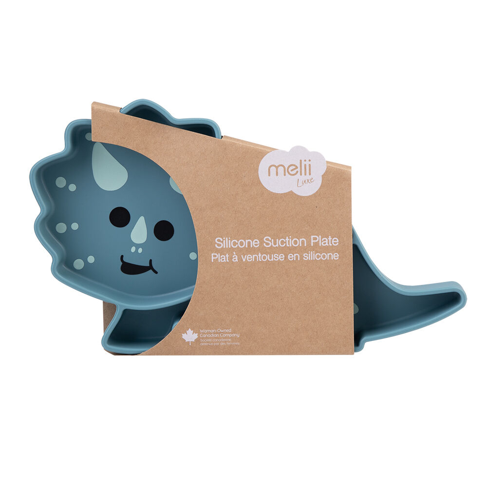 Melii Dinosaur Luxe Childrens Animal-Printed Round Silicone Suction Plate 6m+ — image 3