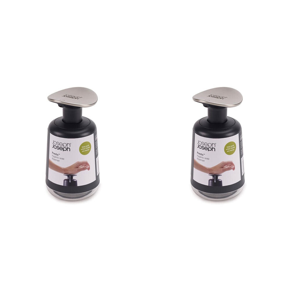 Joseph Joseph Presto Hygienic Soap Dispenser Extra-Large Stainless Steel Pump 250ml 2PK
