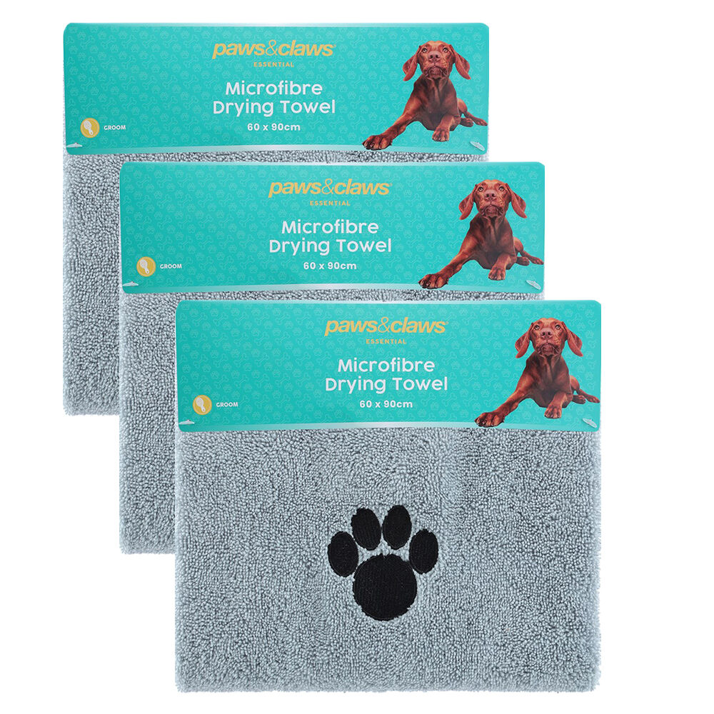 Paws and Claws 60x90cm Microfiber Drying Soft Towel Dogs/Cats/Pets Grooming BRN (3 Pack)