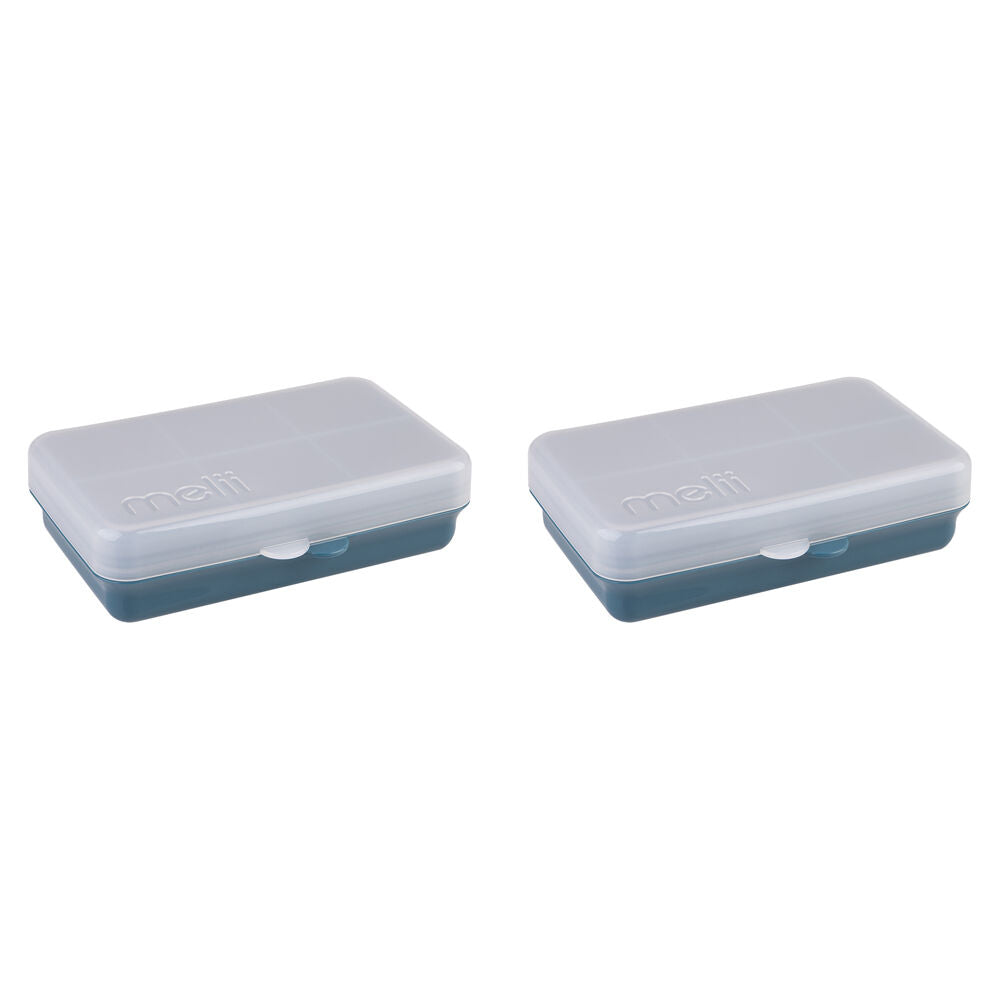 Melii Luxe Snackle Box Food Storage Container w/ 6 Compartments Mini Blue (2 Pack)