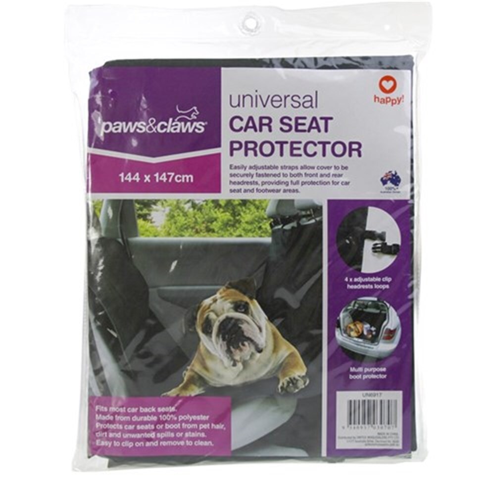 Paws and Claws 147cm Pet Car Seat Protector - Black (2 Pack) — image 2