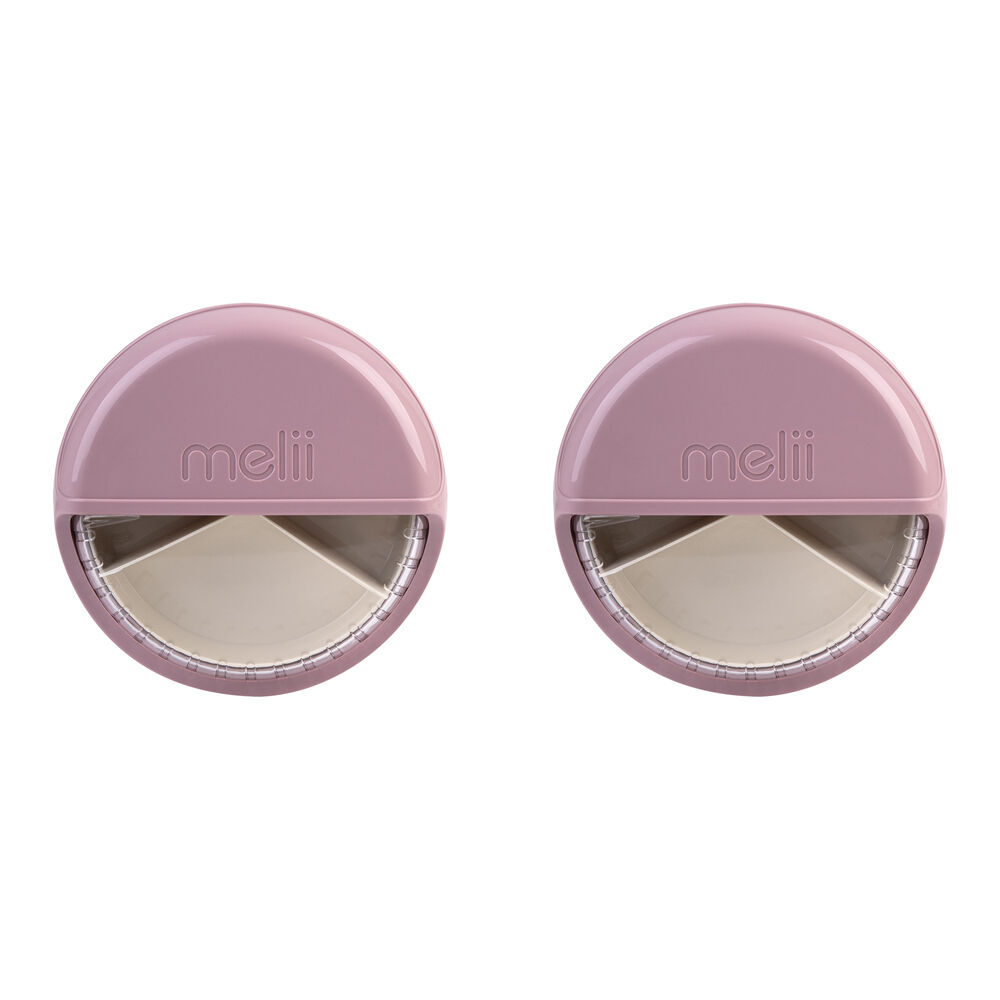 Melii Luxe Round Spin Snack Container Food Storage Box 342ml Pink 3y+ (2 Pack)