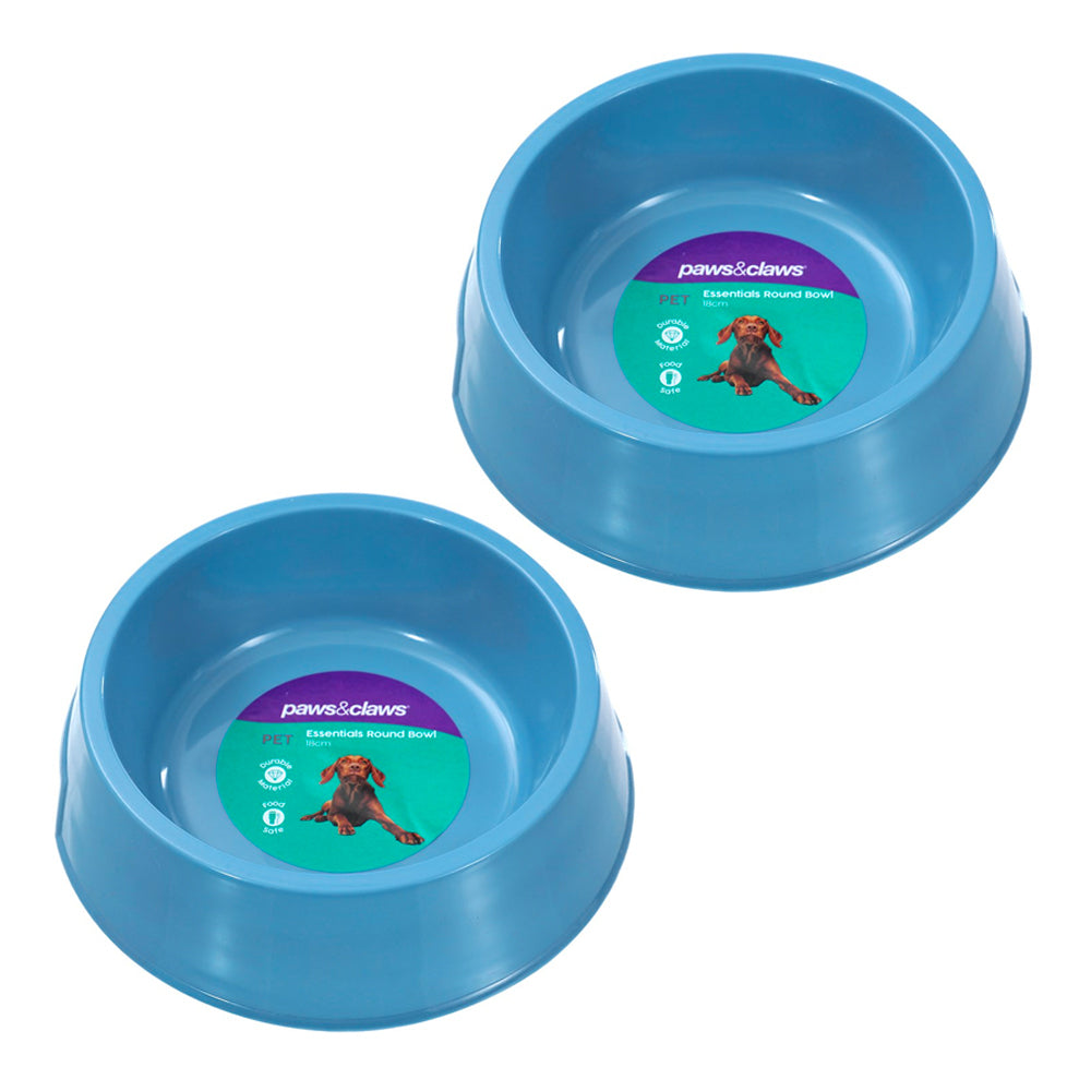 Paws and Claws 18cm Pets/Dogs Round Essentials Single Bowl/Dishes/Feeders Asstd (2 Pack)