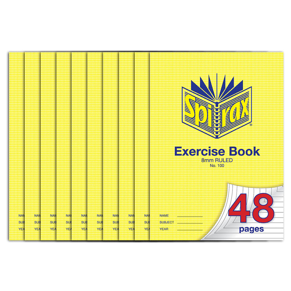 Spirax 70 GSM 48 Pages A4 8mm Ruled No.100 Exercise Book School Notebook (10 Pack)