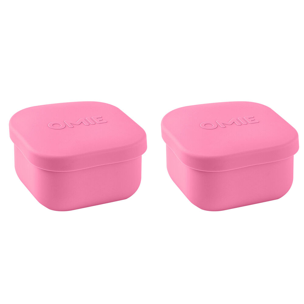 Omie Omiesnack 280ml Silicone Container Lunch Box 5.58x9.65x8.89cm Pink (2 Pack)
