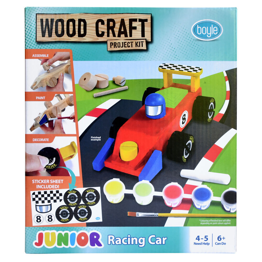 Boyle Wood Craft Project Kit Junior Racing Car Kids DIY Build Activity 6y+ (2 Pack) — image 2