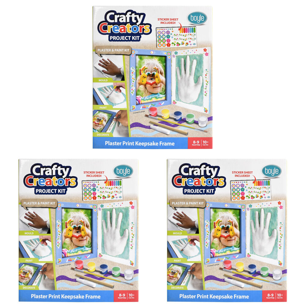 Boyle Crafty Creators Plaster Print Keepsake Frame Project Kit Kids DIY 10+ (3 Pack)