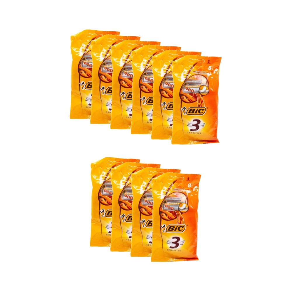 Bic 8PK Bic Razor 3 Blade Sensitive Skin Aloe And Vitamin E Comfort Shave Kit (10 Pack)