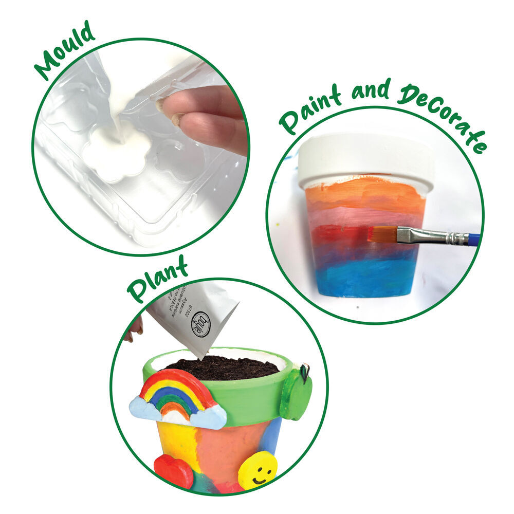 Boyle Craft & Grow Plaster & Paint Kit Flower Pot w/Seeds Kids Activity 10+ (2 Pack) — image 3