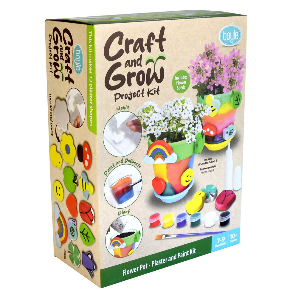 Boyle Craft & Grow Plaster & Paint Kit Flower Pot w/Seeds Kids Activity 10+ (2 Pack) — image 7