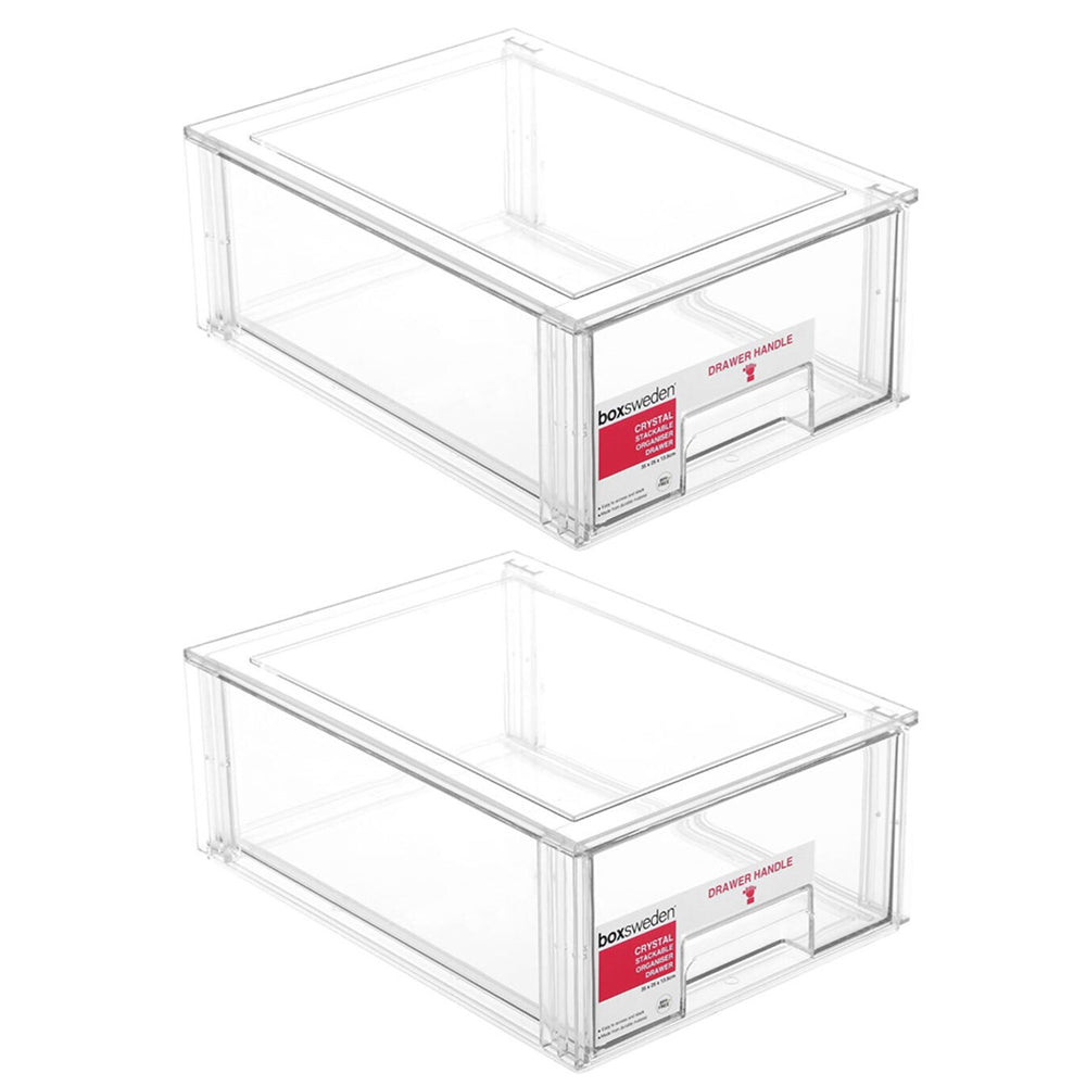 Boxsweden Crystal Stackable Organiser Drawer 35cm Storage Cabinet Box (2 Pack)