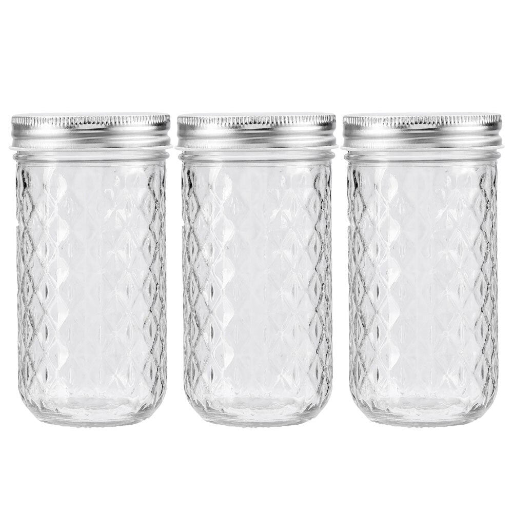 Lemon and Lime 350ml Quilted Glass Conserve Canister Jar Food Storage Clear (12 Pack) — image 2
