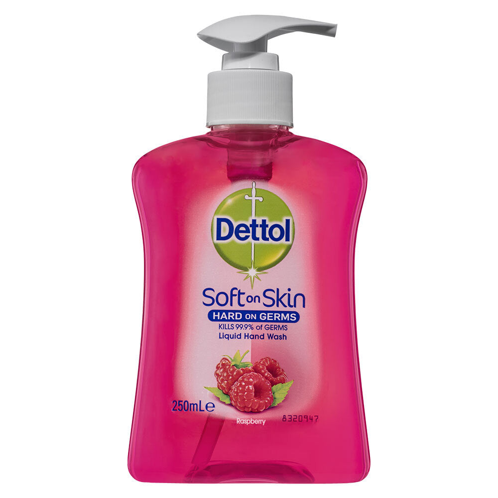 Dettol 250ml Liquid Soft on Skin Hand Wash Soap Raspberry Pump (12 Pack) — image 2