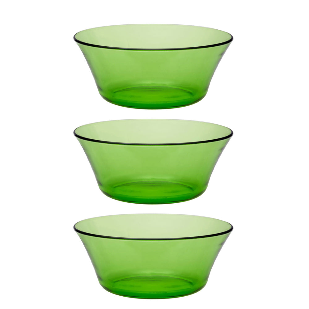 Duralex Lys 23cm/2.2L Glass Dinner Rice/Salad Bowl Servingware Round Green (3 Pack)