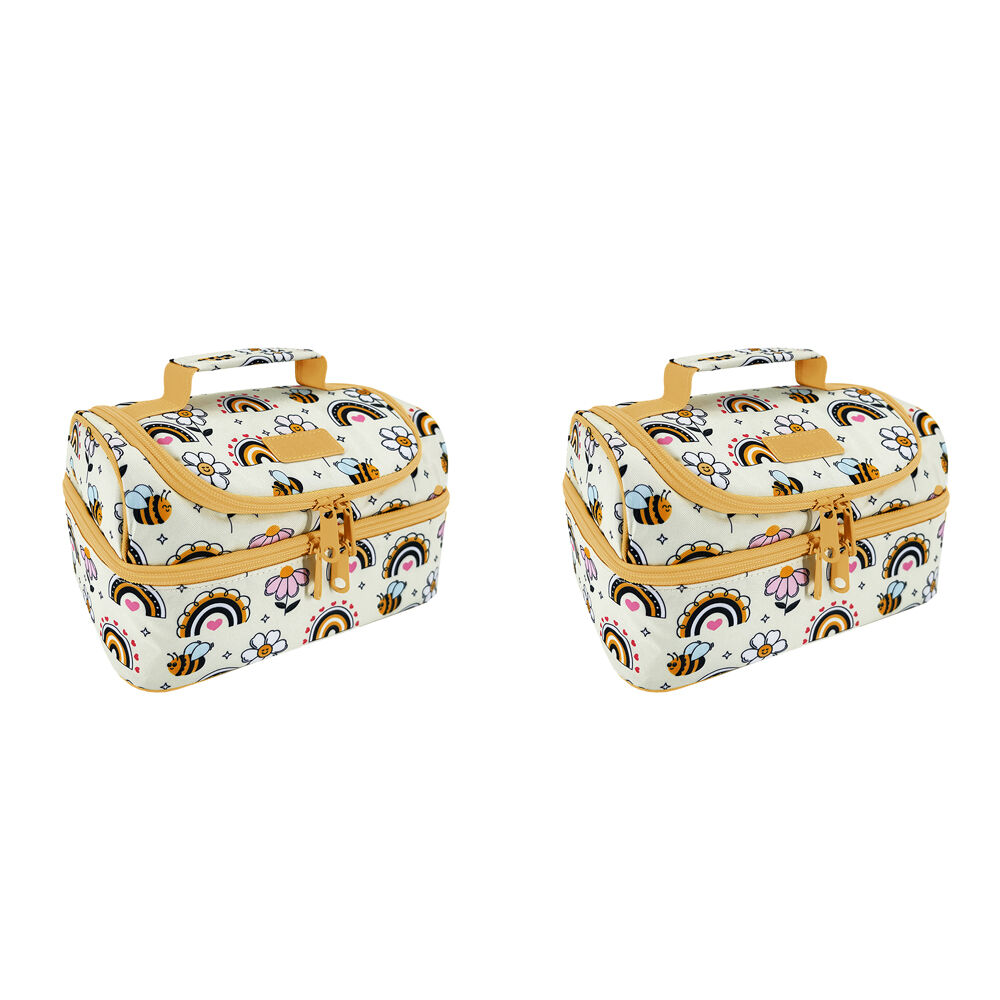 Sachi Style 235 Insulated Double Decker Lunch Bag 25.5x17x14cm Busy Bees (2 Pack)