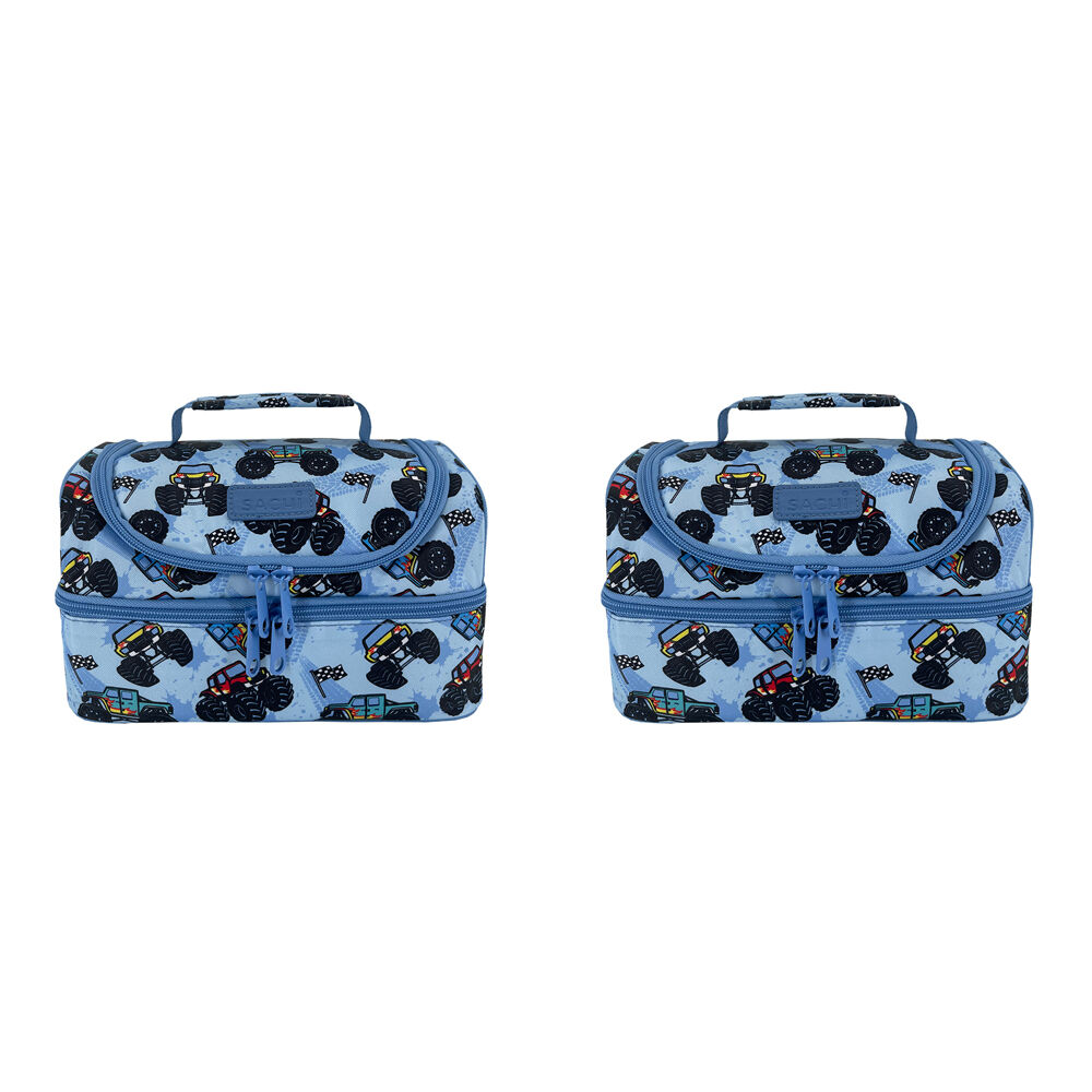 Sachi Style 235 Double Decker Lunch Bag 25.5x17x14cm Monster Trucks (2 Pack)