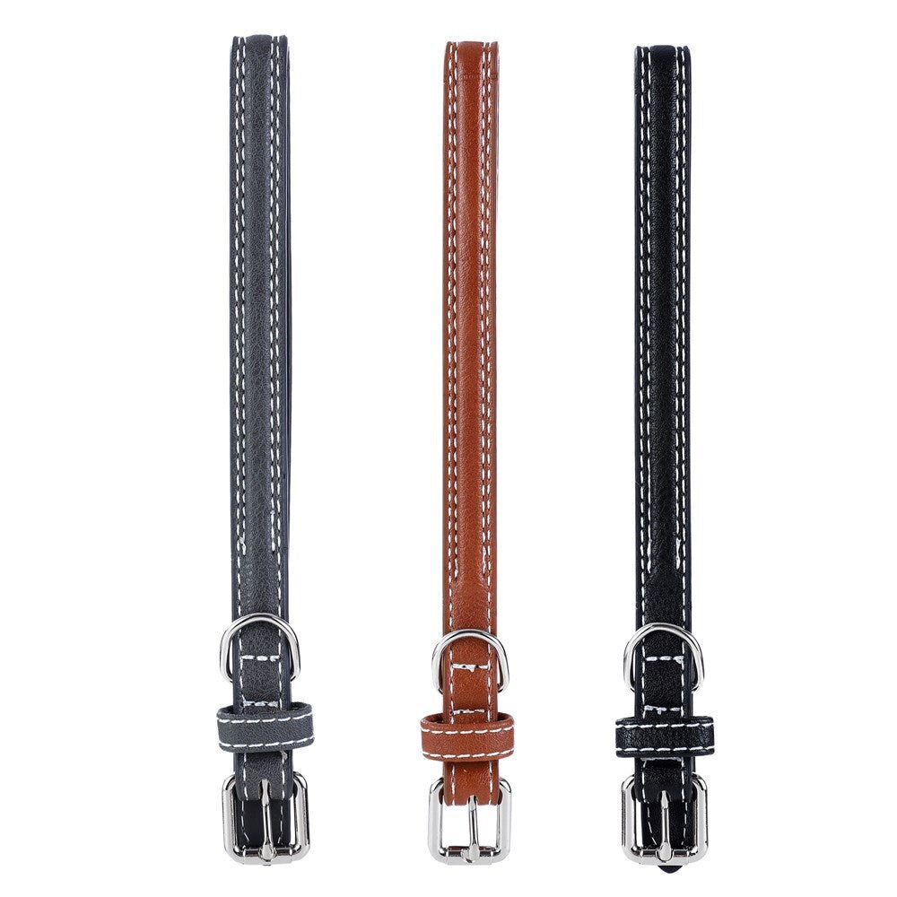 Paws and Claws Pet Dog 30-45cm Leather Look Padded Collar w/ Stitch Small Asst (3 Pack)