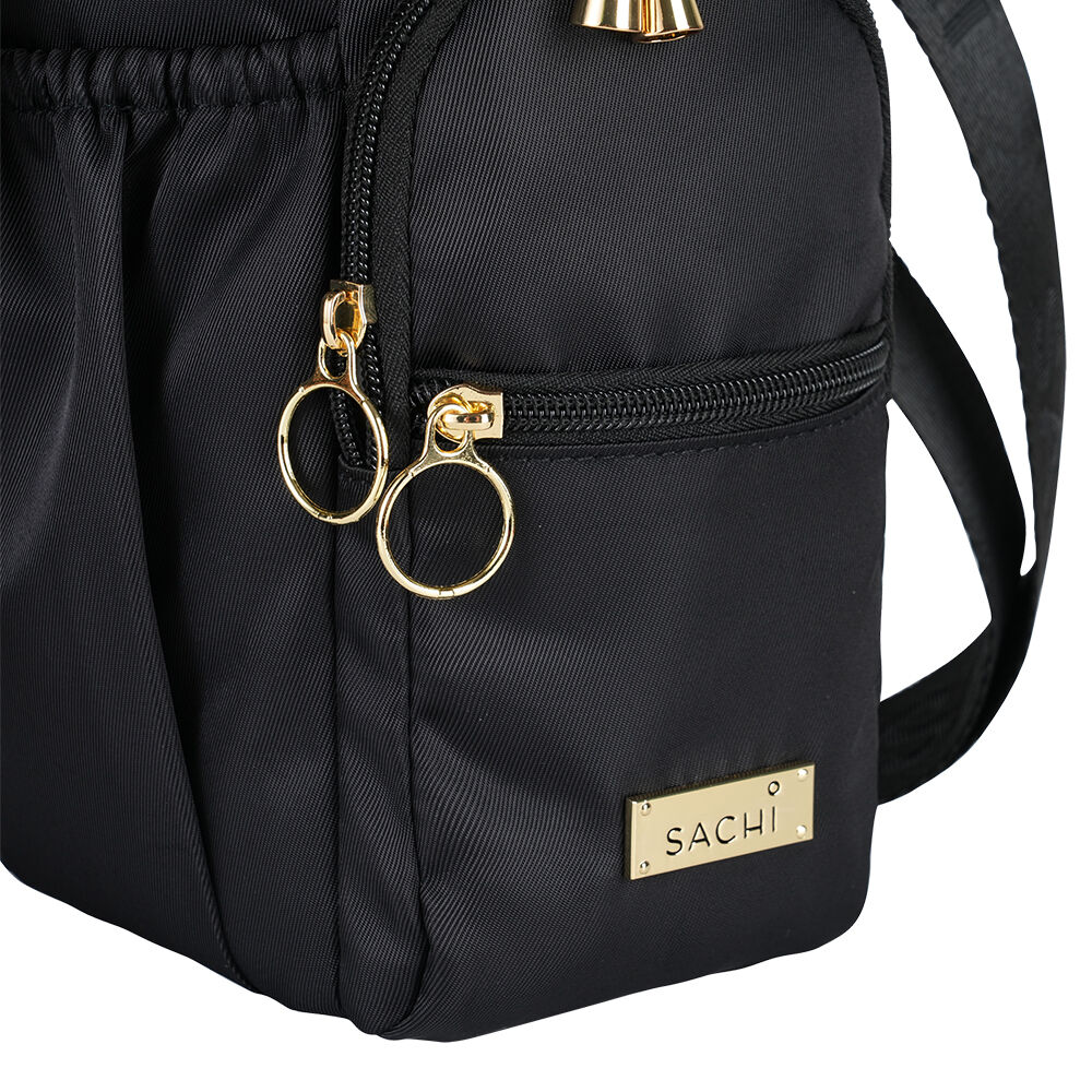 Sachi Black Deluxe Crossbody Insulated Bottle Bag w/ Adjustable Strap — image 6