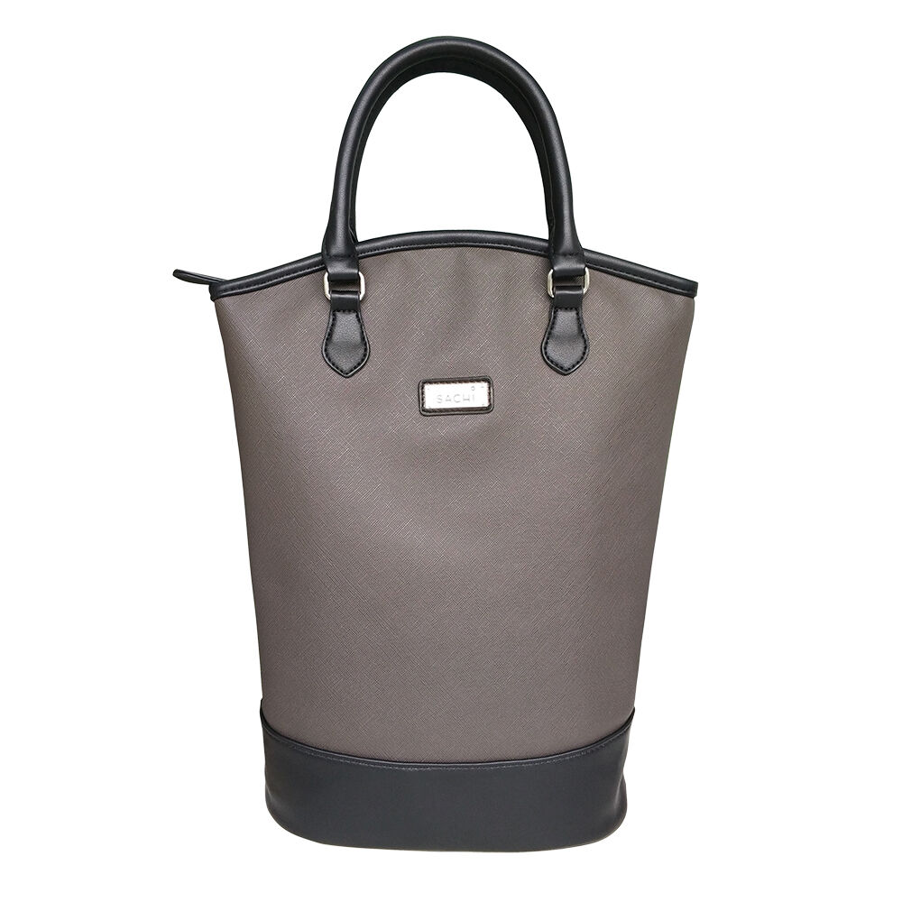 Sachi 24x13x36cm Charcoal Grey Two Bottle Leak Proof Wine Tote Carry Bag