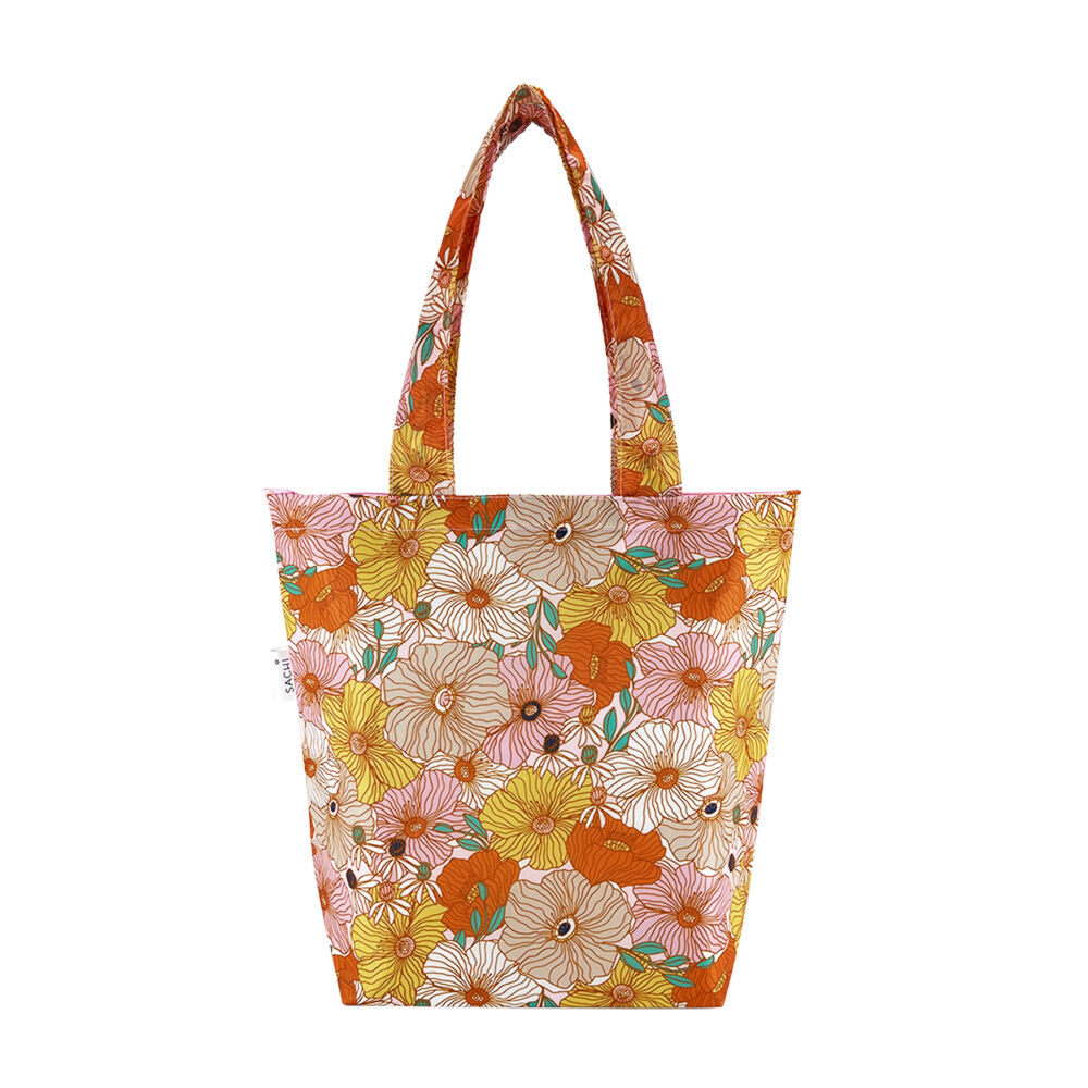 Sachi 27x15x38cm Retro Floral Insulated Market Tote Grocery Carry Bag