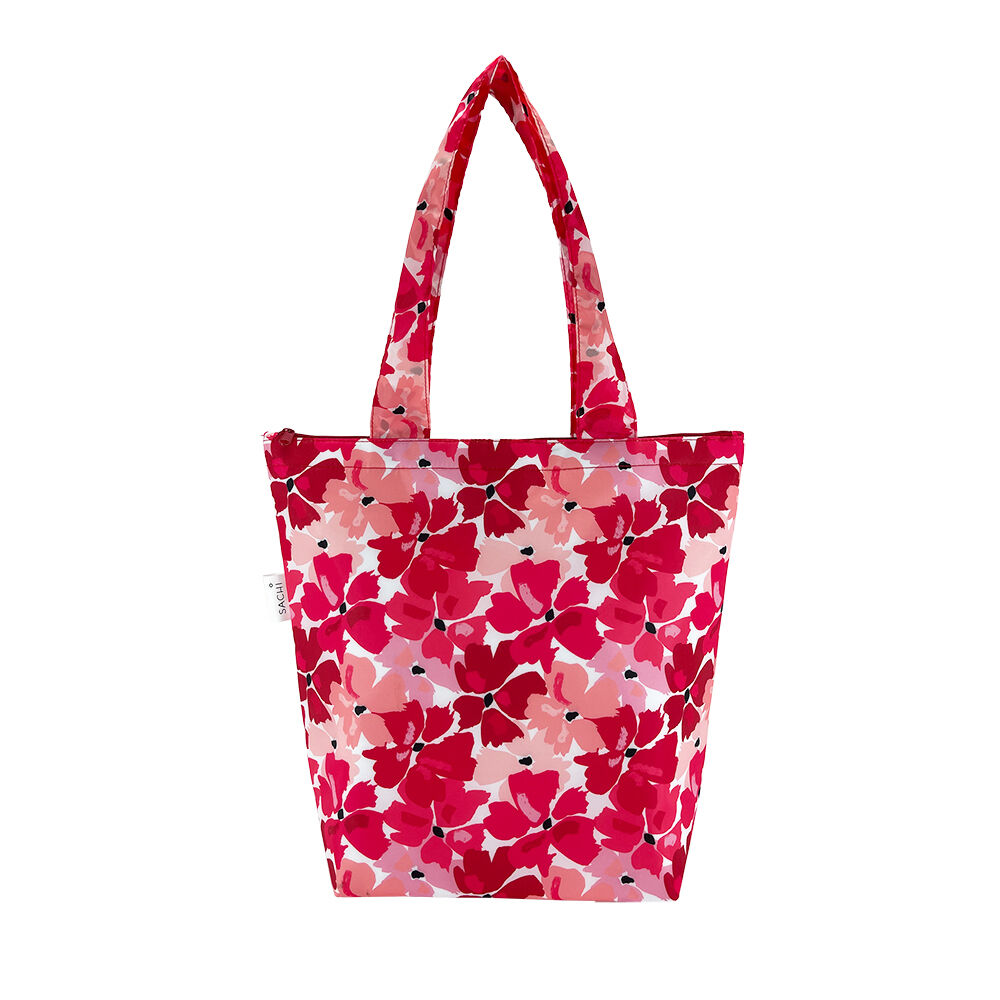 Sachi 27x15x38cm Red Poppies Insulated Market Tote Grocery Carry Bag