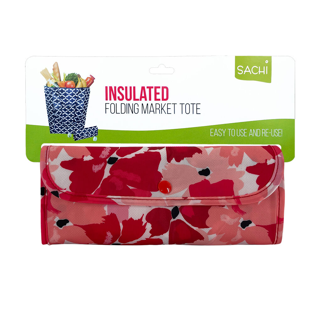 Sachi 27x15x38cm Red Poppies Insulated Market Tote Grocery Carry Bag — image 2