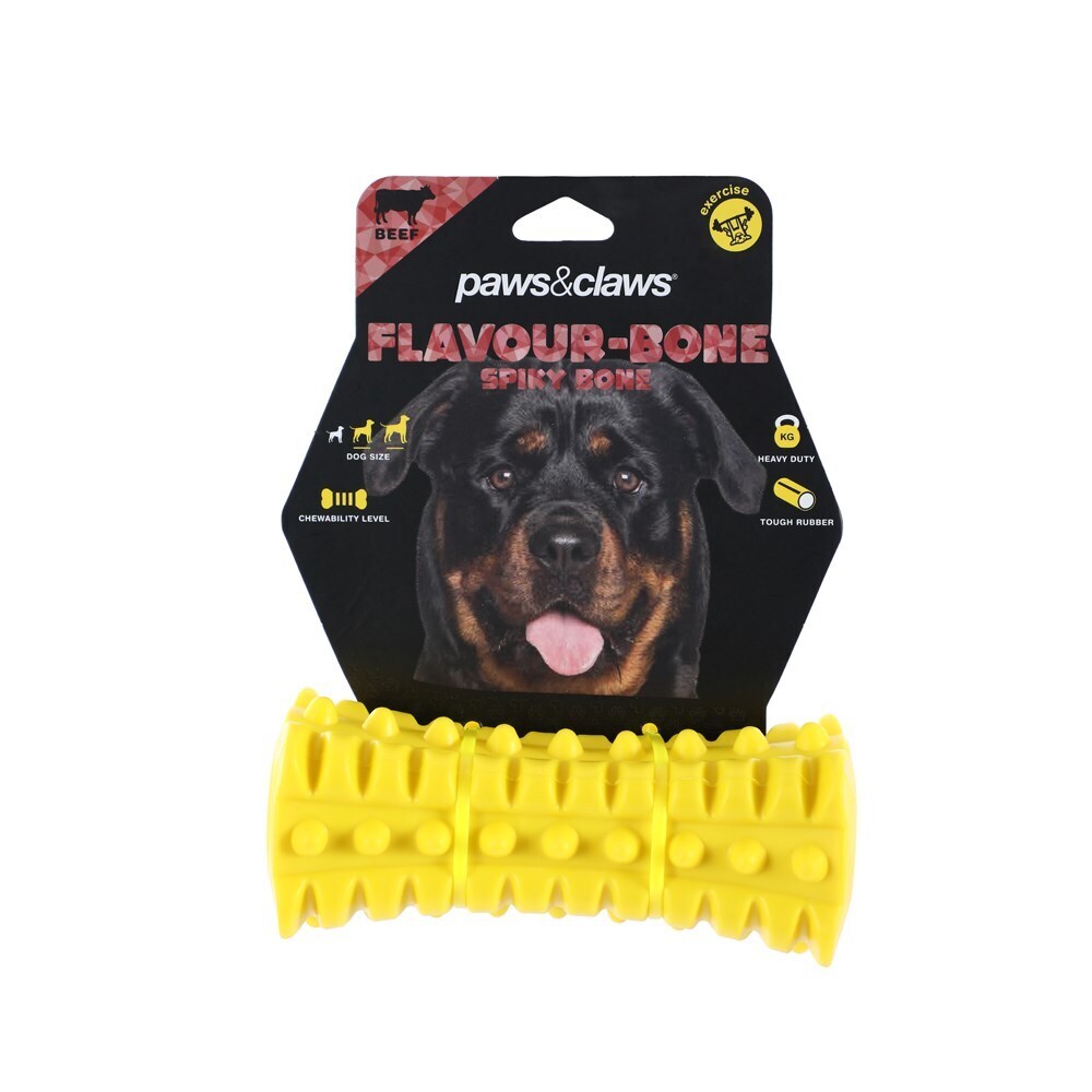 Paws and Claws 16cm Flavour-Bone Spiky Bone Beef Flavoured Rubber Toy Pet/Dog (3 Pack) — image 2