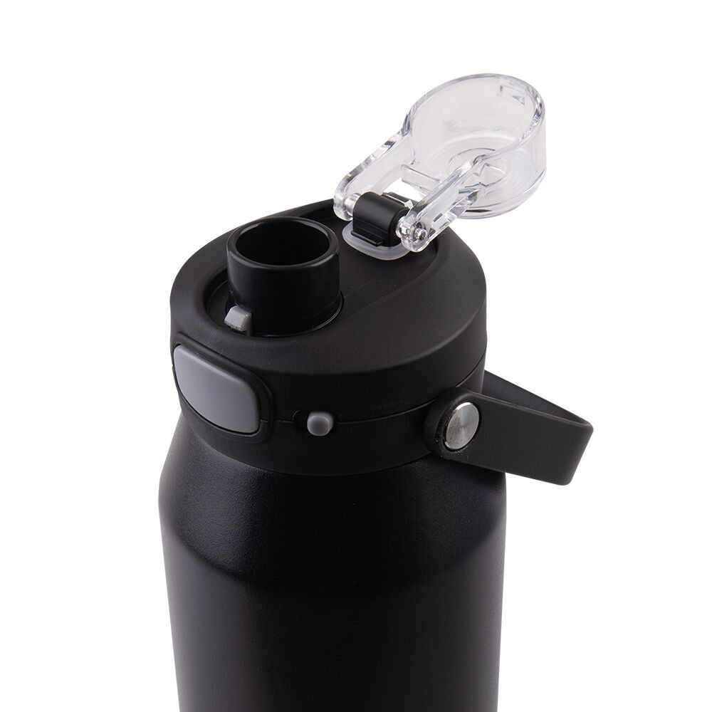 Oasis 1L Black Ceramic Stainless Steel Insulated Capri Drink Bottle w/ Lid — image 2