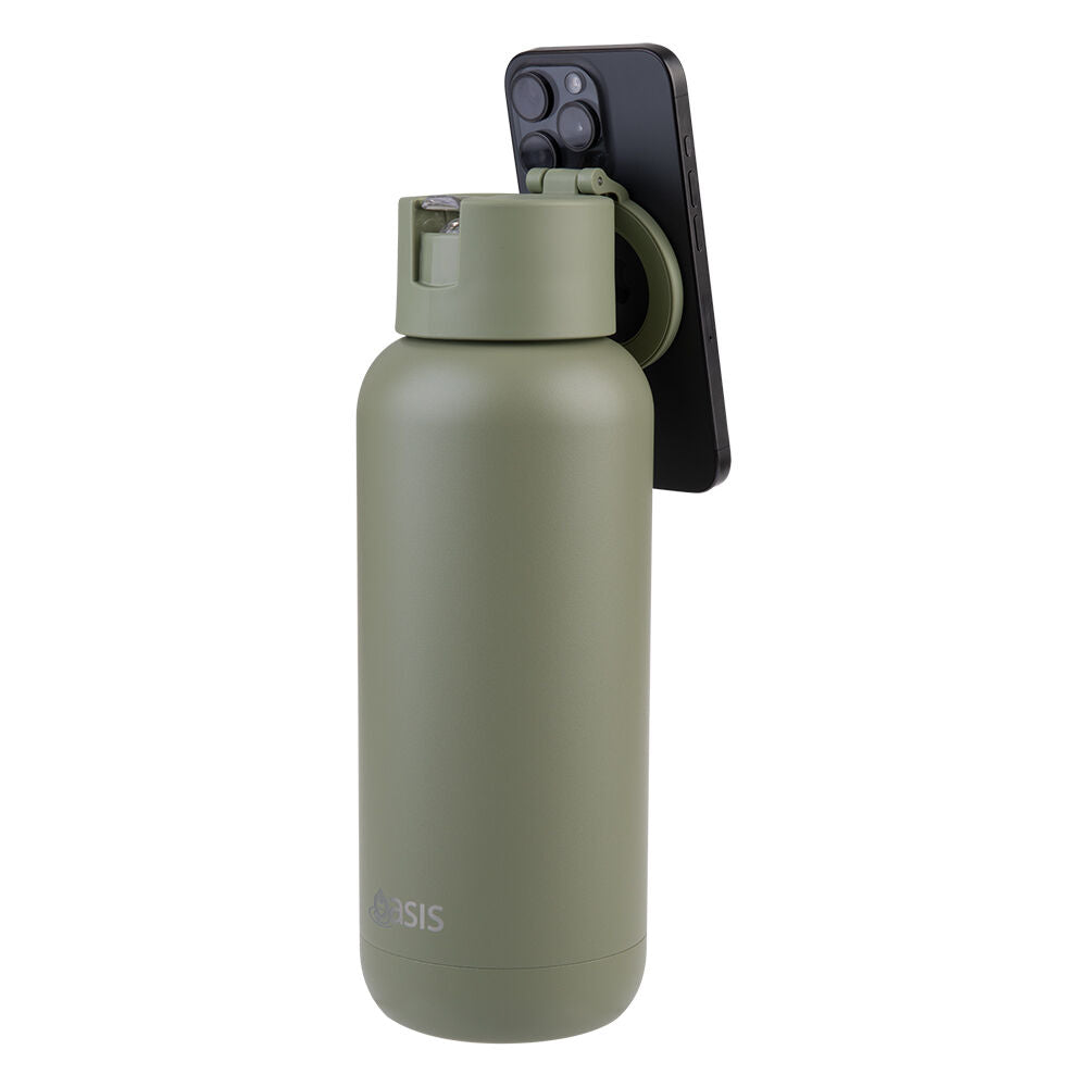 Oasis 1L Olive Mag-Grip Ceramic Stainless Steel Insulated Moda Drink Bottle